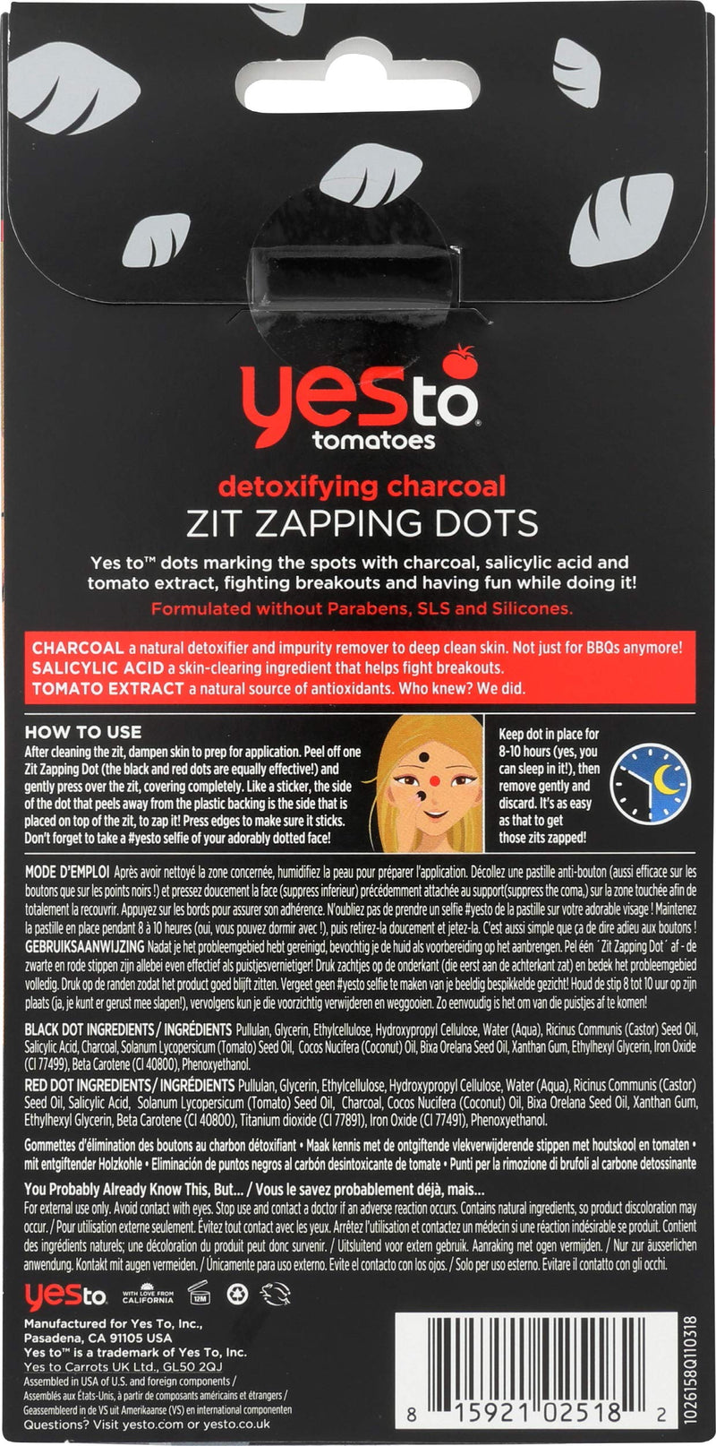 Yes To Tomatoes Detoxifying Charcoal Zit Zapping Dots, Red, 24 Count (1025182) Yes To