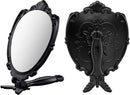 Probeautify Decorative Hand Held Mirror - Beautifully Butterfly Design Hand Mirrors with Handle - Lightweight Mirror - 180 Degrees Full Folding Portable Mirror - Travel Makeup Mirror (Black) PROBEAUTIFY