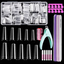 Coffin Nail Tips, IKOCO 500Pcs Clear Nail Tips Ballerina False Nails Half Cover Coffin Fake Nail Tips for Acrylic Nails with Glue Files and Buffers Clipper Brush for Beginners IKOCO