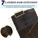 GOO GOO Halo Hair Extensions 100g Ombre Chocolate Brown to Caramel Blonde 20 Inch Real Human Hair Extensions with Invisible Fish Line Layered Flip in Extensions Straight Hairpiece for Women GOO GOO Store