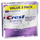Crest 3D White Brilliance Toothpaste, Vibrant Peppermint, 3.9 Oz (Pack of 3) Crest