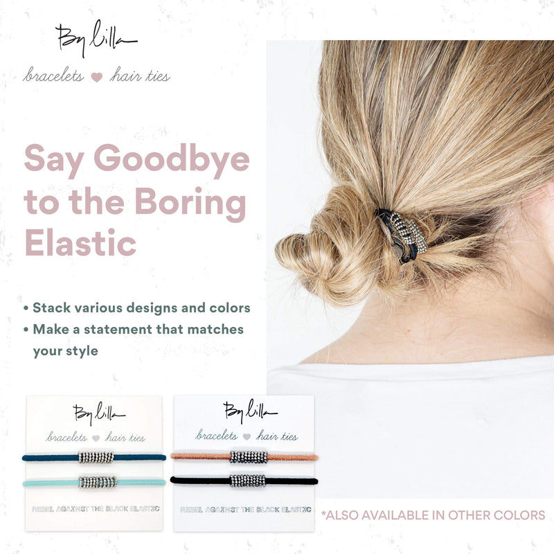 By Lilla Shaker Elastic Hair Ties and Bracelets | Set of Two Hair Tie-Bracelets | Hair Accessories for Women | No Crease Hair Ties & Women’s Bracelets (Black/Starfish/Silver) By Lilla
