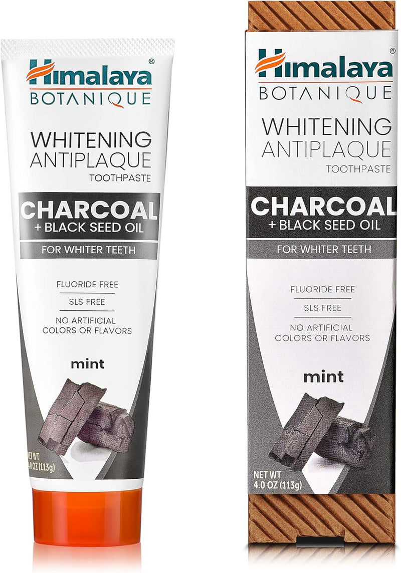 Himalaya Botanique Whitening Antiplaque Toothpaste with Charcoal + Black Seed Oil, Fluoride Free, for Whiter Teeth, 4 oz, 2 Pack… Infinity Warehouse