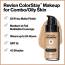 Revlon ColorStay Liquid Foundation Makeup for Combination/Oily Skin SPF 15, Longwear Medium-Full Coverage with Matte Finish, Natural Ochre (175), 1.0 oz REVLON