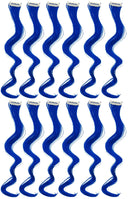 SWACC 12 Pcs Curly Wavy One Color Party Highlights Clip on in Hair Extensions Colored Hair Streak Synthetic Hairpieces (Sliver Gray) SWACC