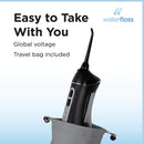 Waterfloss Water Flosser Small Cordless Water Pick Teeth Cleaner Dental Oral Irrigator with 4 Modes and USB Rechargeable Lithium Battery, Black Waterfloss
