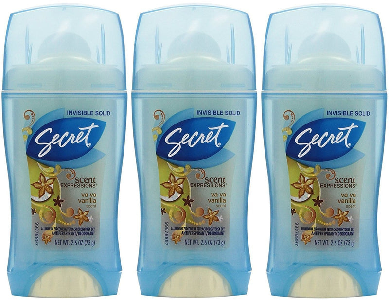 Secret Scent Expressions Anti-Perspirant Deodorant Invisible Solid, Va Va Vanilla 2.60 oz (Pack of 7) Secret