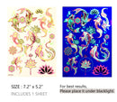 d'IRIS studio Blacklight Temporary Tattoos – 1 Sheet Koi Fish Design Body Art | Festival Accessories Glow Party Supplies | 7.2” x 5.2” UV Reactive Temp Tattoos Great for EDM EDC Party Rave Parties d'IRIS studio