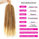 6 Packs Passion Twist Crochet Hair 18 Inch Water Wave Passion Twists Crochet Braiding Hair Synthetic Fiber Curly Long Bohemian Crochet Hair Extensions 22 Strands/pack (
