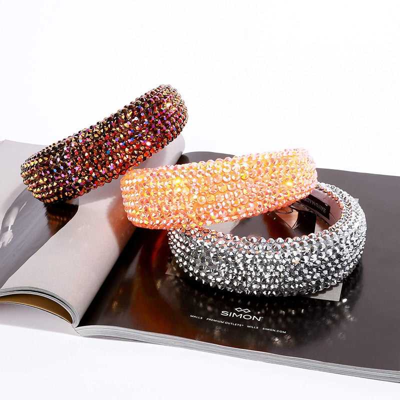 SP SOPHIA COLLECTION Women's Sparkling Crystal Padded Rhinestone Wide Bejeweled Hair Headband Party Hairband Hair Accessories in Silver SP Sophia Collection Store