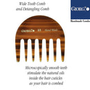 Giorgio G63 Small Travel Purse Hair Detangling Comb, Wide Teeth Pocket Comb for Thick Curly Wavy Hair. Hair Detangler Comb For Wet and Dry Everyday Care. Handmade of Cellulose, Saw-Cut Hand Polished GIORGIO