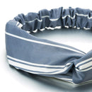 Classic Hipster White Stripes Pastel Blue Headband Stretchy Turban Head Hair Wrap Hairband COOLSTEELANDBEYOND
