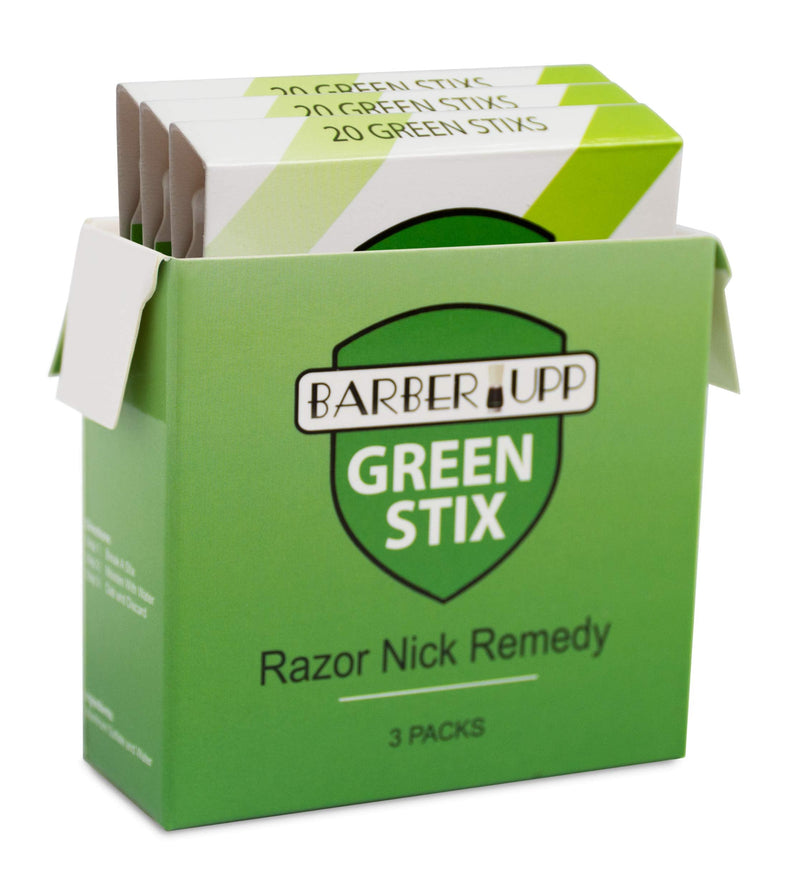 BARBERUPP Styptic Stick Shave Accessories (Green Stix, 3 Pack) Stops Bleeding For Razor Nicks For Men & Women - Sanitary and Great For Barbers or Personal BARBERUPP