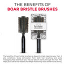 Cortex Professional Boar Bristle Brushes For Women and Men - Round Hair Brush Wooden Handle For All Hair Types (Black 2.75 Inch) Cortex Professional