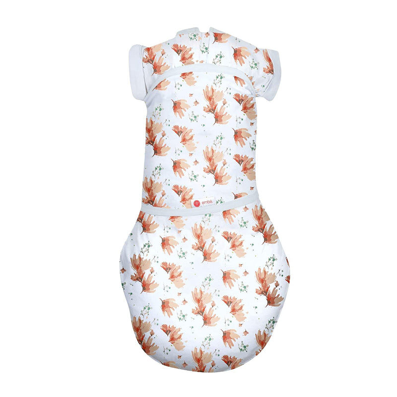 embé 2-Way Transition Swaddle Sack, 12-18 lbs, Diaper Change w/o Unswaddling, Arms in and Out, Legs in and Out Design, Warm Up or Cool Down 100% Cotton, 3-6 Months (Blush Blossom) embe Store