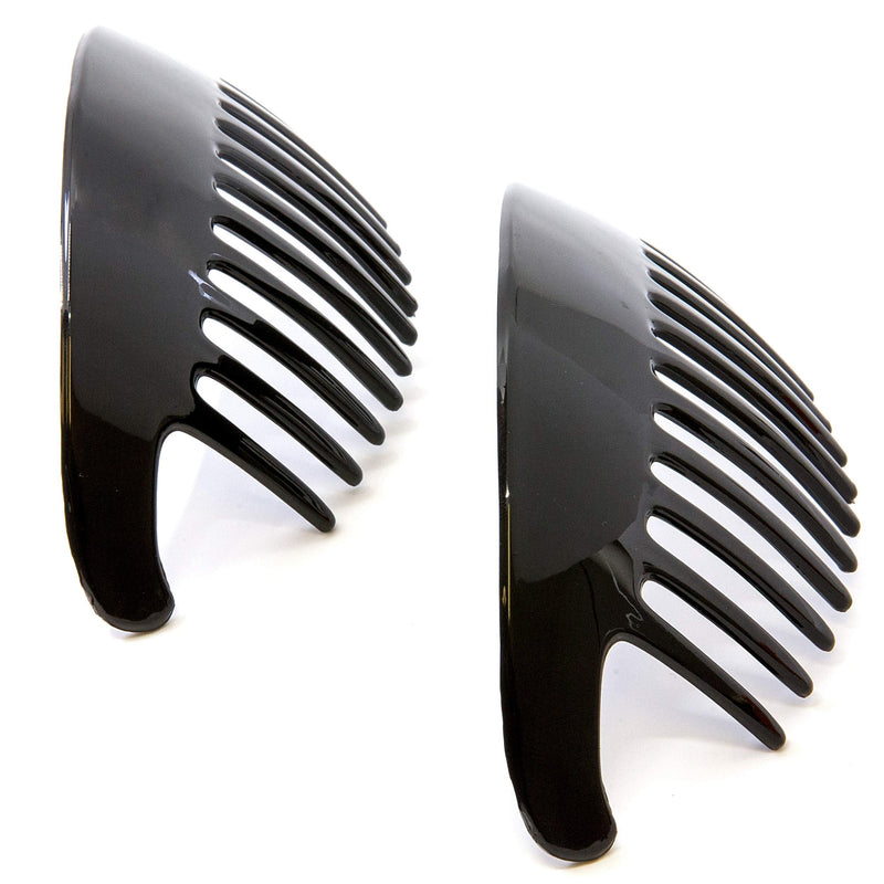 Camila Paris CP2872/2 Black Large Interlocking Combs Set of 2 French Hair Side Combs, Flexible Durable Strong Hold Hair Clips for Women, No Slip Styling Girls Hair Accessories, Made in France Camila