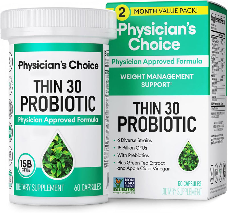 Physician's CHOICE Probiotics for Weight Management & Bloating - 6 Probiotic Strains - Prebiotics - Key ingredient Cayenne - Supports Gut Health - Weight Management for Women & Men - Green Tea - 30 CT Infinity Warehouse