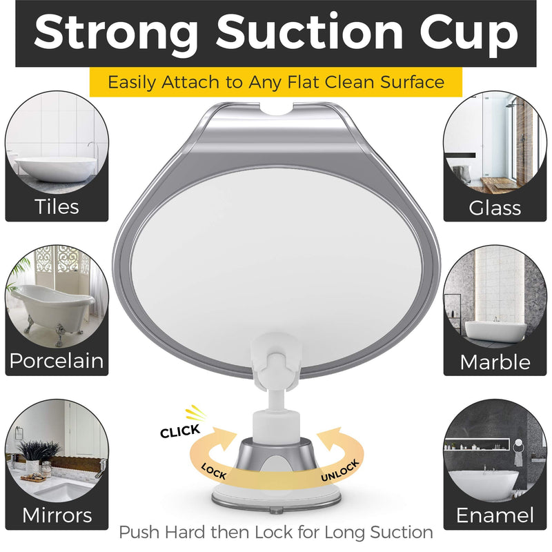 HoneyBull Shower Mirror Fogless for Shaving - with Suction, Razor Holder for Shower & Swivel, Mirrors, Shower Accessories, Bathroom Mirror, Bathroom Accessories, Holds Razors for Men (Chrome) HONEYBULL