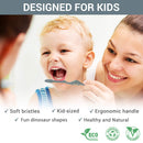 ROARex Vegan Eco Friendly Natural Dinosaurs Inspired Kids Toothbrush Made from Plants | 100% Biodegradable and Compostable | 1% for The Planet Product… ANPEI