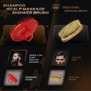 Bossman Scalp Massager and Shampoo Shower Brush - Head Scrubber - Beard Exfoliator - Hair and Beard Dandruff Control (Red) Bossman