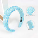 SP SOPHIA COLLECTION Women's Sparkling Crystal Padded Rhinestone Wide Bejeweled Hair Headband Party Hairband Hair Accessories in Aqua SP Sophia Collection Store