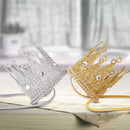 Qishare Baby Photo Prop Crown Elastic Headbands, 2Pcs Princess Tiara Crown Birthday Hat for Baby Boy Girl, Party Hat for Women (Gold+Silver) Qishare