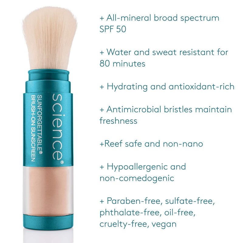 Colorescience Brush-On Sunscreen Mineral Powder for Sensitive Skin, Medium Colorescience