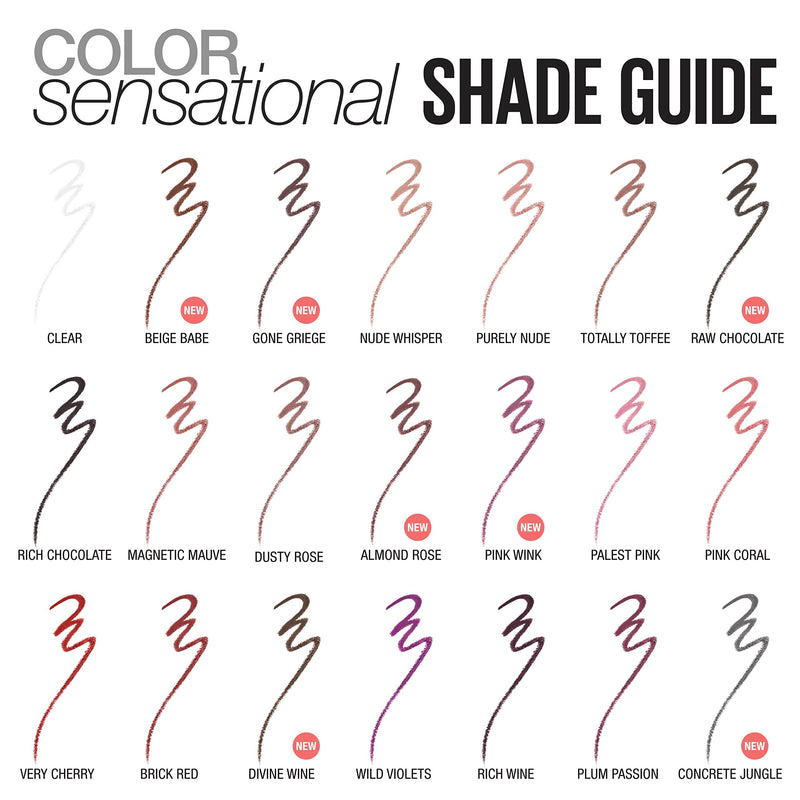 Maybelline Color Sensational Shaping Lip Liner with Self-Sharpening Tip, Almond Rose, Nude Pink, 0.01 oz Maybelline New York