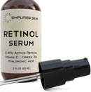 Retinol Serum 2.5% for Face & Eyes (2 oz) with Vitamin A, E, Hyaluronic Acid & Green Tea for Anti-Aging, Fine Lines & Wrinkles. Best Brightening Facial Serum for Day & Night use by Simplified Skin Simplified Skin