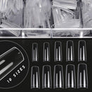 Nail Tips Fake Nails Kit - Ejiubas Nail Tips And Glue 500PCS Clear Nail Tips Cofffin Nail Tips Acrylic Nail Tips 4PCS Nail Glues 1PC Nail File With Case for Nail Salons and DIY Nail Art, 10 Sizes Ejiubas