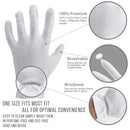 White Gloves Moisturizing Overnight Bedtime Cotton | White Inspection Premium Cloth Quality | Eczema Dry Sensitive Irritated Skin Spa Therapy Secure Wristband (100% Cotton, 12 Pack) Gaxcoo