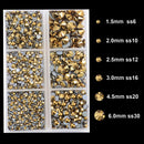 4000Pcs Mixed Size Hot Fix Round Crystals Gems Glass Stones Hotfix Flat Back Rhinestones (Mine Gold) Massive Beads