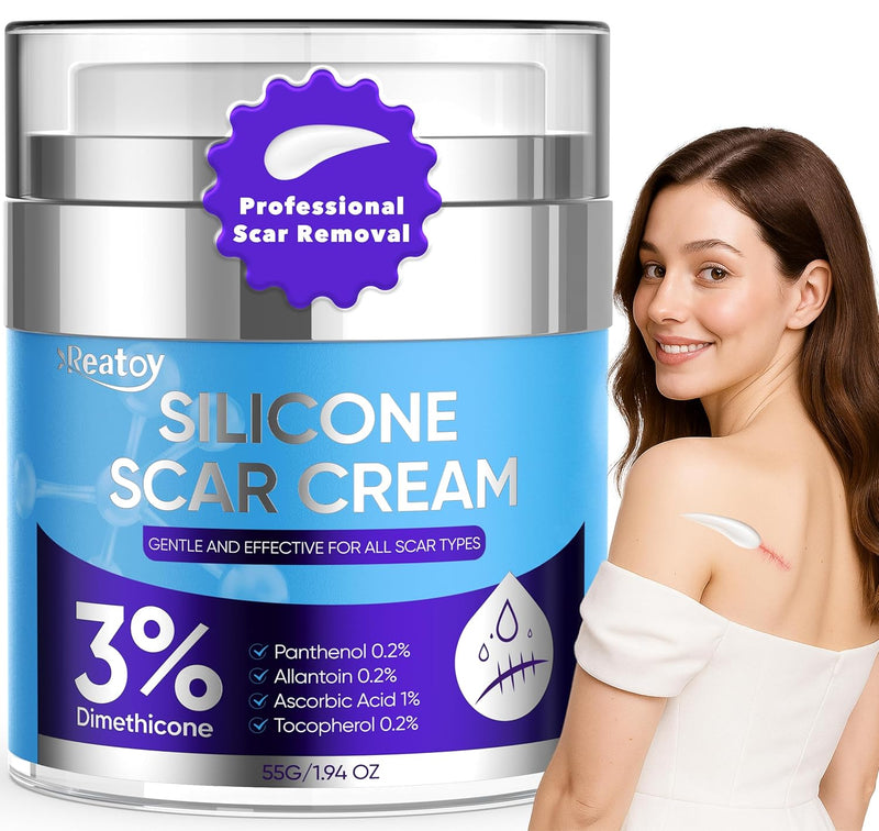 Silicone Scar Cream for Surgical Scars, 3% Dimethicone Complex Silicone Scar Gel for Old & New Scars, C-Section, Pregnancy, Acne, Injury, Keloids, Burns, Non-Irritating Scar Removal Cream(55ML) Infinity Warehouse