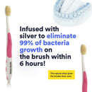 MOUTHWATCHERS - Manual Toothbrushes - Special Travel - Pink - 1 Count - Floss Bristle Silver - Invented by Doctor Plotka's MOUTHWATCHERS