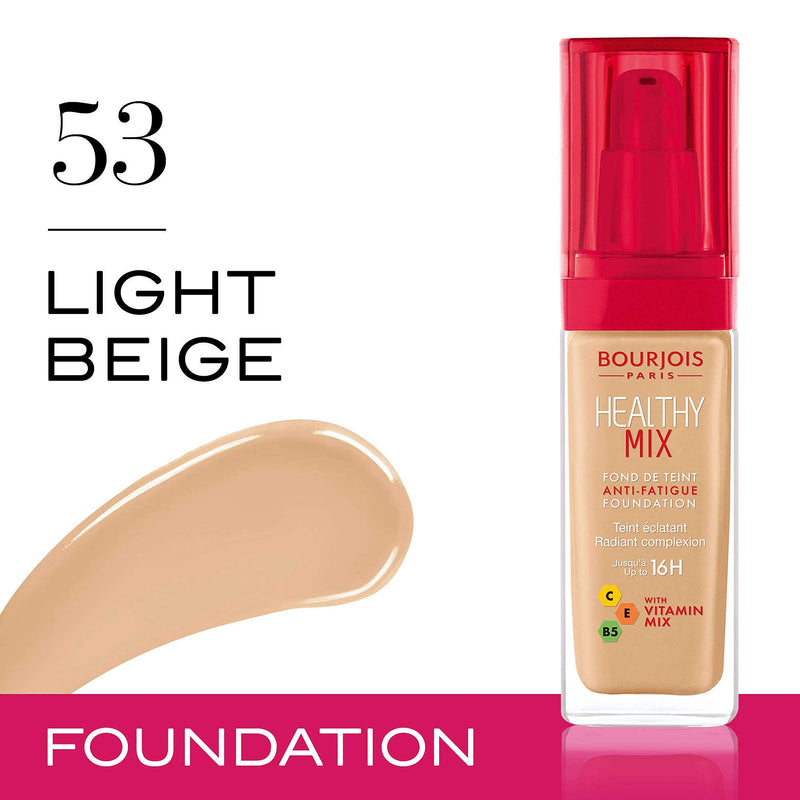 Bourjois Healthy Mix Anti-Fatigue Medium Coverage Liquid Foundation 53 Light Beige, 30ml, 29199601053 Bourjois