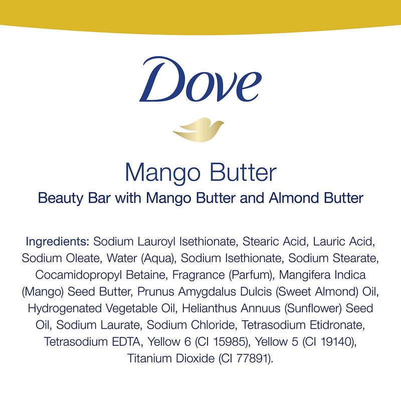 Dove Beauty Bar To Moisturize Dry Skin With Mango Butter More Moisturizing Than Bar Soap 3.75 oz 14 Bars Dove