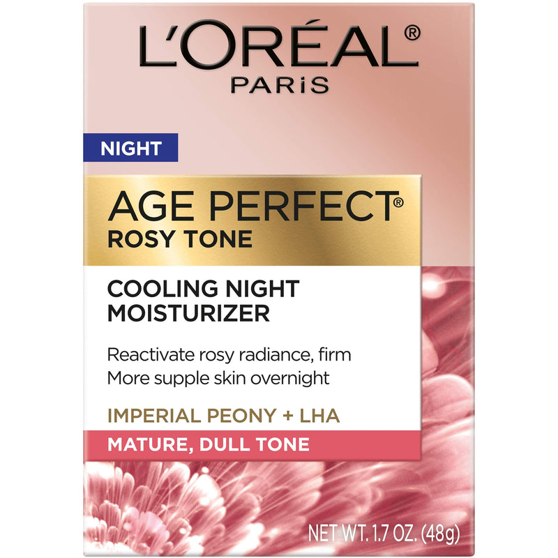 L'Oreal Paris Skincare Age Perfect Rosy Tone Cooling Night Moisturizer, Face Moisturizer to Reactivate Rosy Radiance and Firm skin, more supple skin overnight, 1.7 oz L'Oreal Paris