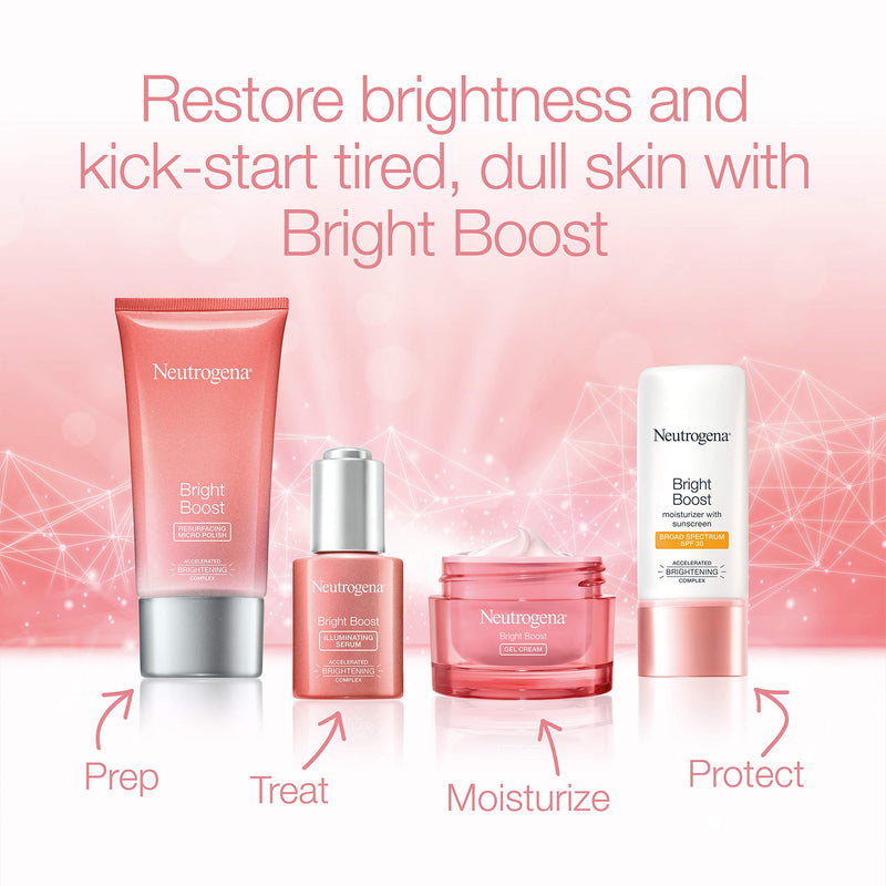 Neutrogena Bright Boost Brightening Moisturizing Face with Skin Resurfacing and Brightening Neoglucosamine for smooth skin Facial with AHA PHA and Mandelic Acids, Gel Cream, 1.7 Fl Oz Neutrogena