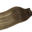 GOO GOO 120g Hair Extensions Clip in Human Hair Walnut Brown to Ash Brown and Bleach Blonde Remy Human Hair Extensions Clip in Natural Hair Straight 7pcs 22 Inch GOO GOO