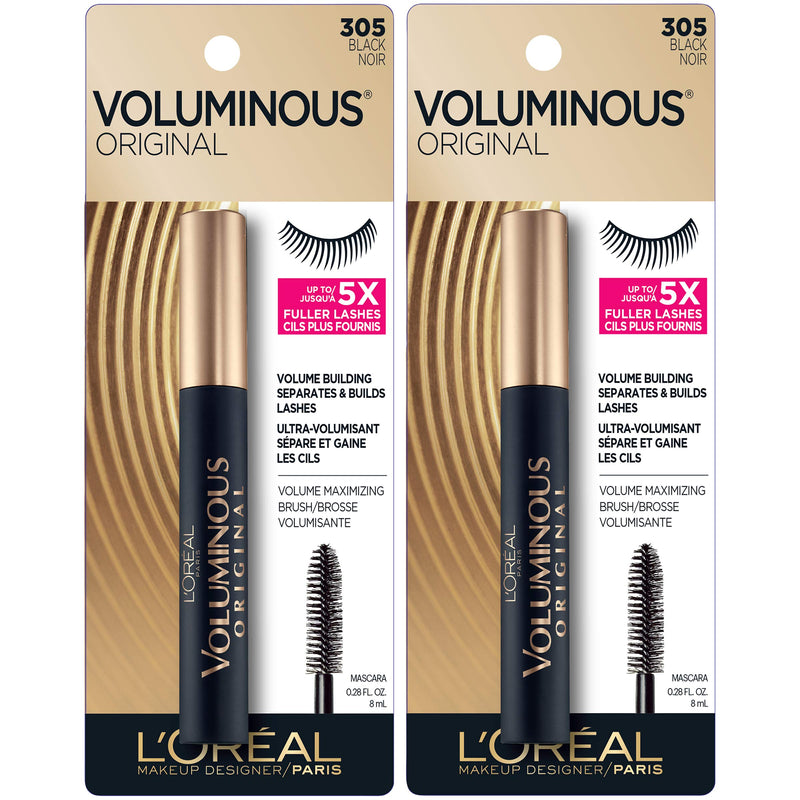 L'Oreal Paris Makeup Voluminous Original Volume Building Mascara, Black, 2 Count L'Oreal Paris