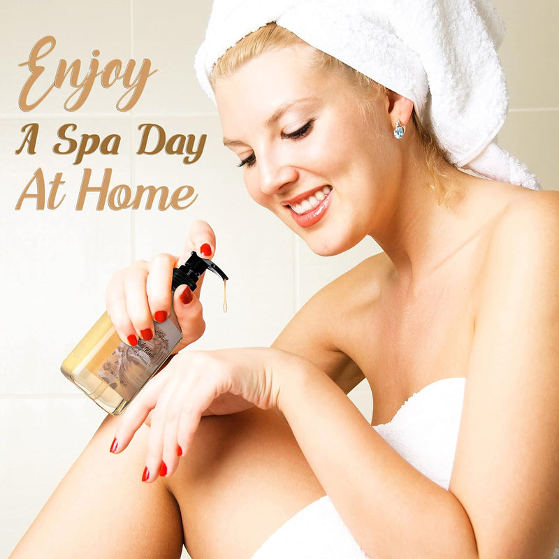 Spa Baskets For Women - Luxury Bath Set With Honey & Lavender - Spa Kit Includes Wash, Bubble Bath, Lotion, Bath Salts, Body Scrub, Body Spray, Shower Puff, Bathbombs, Soap and Towel