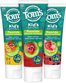 Tom's of Maine Anticavity Kids Natural Toothpaste Variety Pack, Strawberry, Orange Mango, Watermelon Flavors, Kids Toothpaste with Fluoride, Safe for Ages 2 and Up, 5.1 oz (Pack of 3) Infinity Warehouse