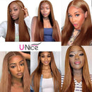 UNice Hair Silk Base Fake Scalp Strawberry Blonde Color Middle Part Wigs for Black Women, Brazilian Straight Human Hair T-Part Lace Closure Wig Pre Plucked with Baby Hair 150% Density 18inch UNICE Store