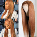 UNice Hair Silk Base Fake Scalp Strawberry Blonde Color Middle Part Wigs for Black Women, Brazilian Straight Human Hair T-Part Lace Closure Wig Pre Plucked with Baby Hair 150% Density 18inch UNICE Store