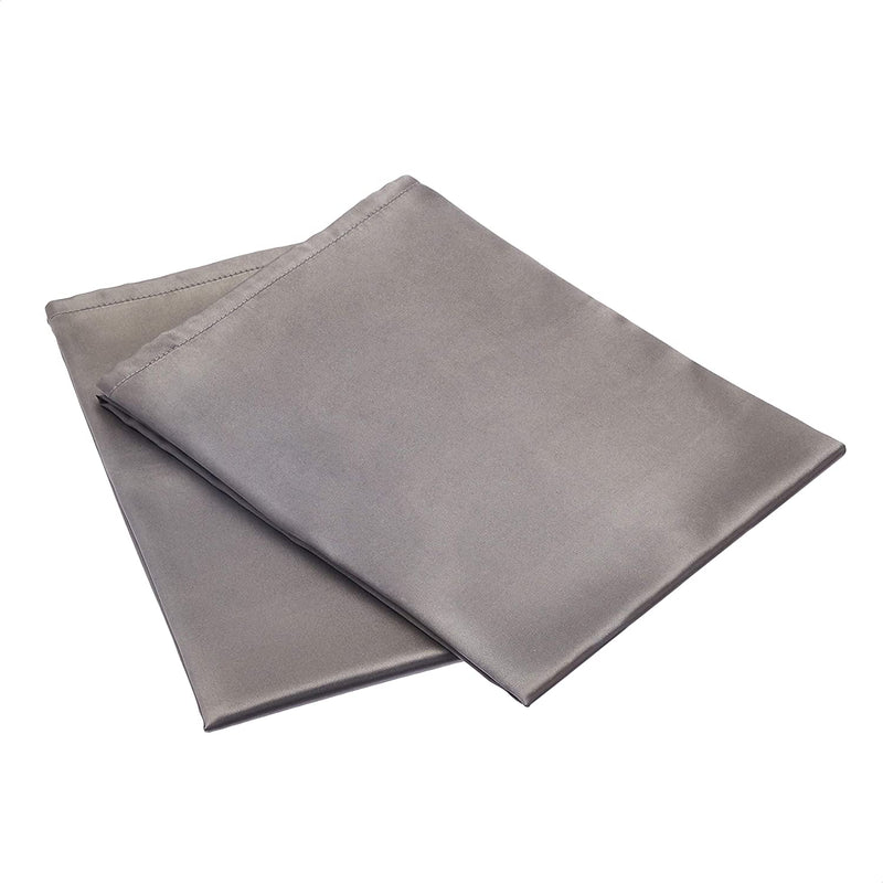 Amazon Basics Satin Pillowcases for Hair and Skin, Envelope Closure - Dark Grey, Queen, Pack of 2 Amazon Basics Store