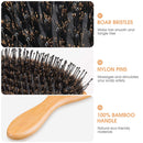 Boar Bristle Hair Brushes and Comb Set for Women men and Kids, Best Natural Bamboo Oval Paddle Hair brush with Wooden Detangling Comb suit for Curly Thick Thin Straight Wavy Long Short or Dry Hair URTHEONE Store