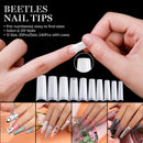 Acrylic Nail Tips - Beetles Gel Polish Fake Nails Half Cover Natural French Artificial False Nails with Case for Acrylic Nail/Dip Powder Nails/Poly Nail Extension Gel Nail Art DIY Home beetles Gel Polish