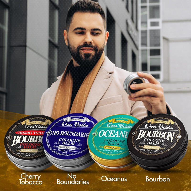Occo Bobbo Solid Cologne for Men Samples Set - Men's Cologne Gift Set - Travel Size Cologne for Men (4) .5 oz tins Infinity Warehouse