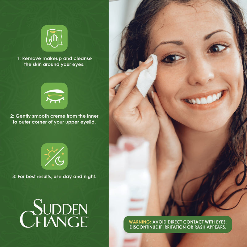 Sudden Change Eyelid Lifter Crème - Dimish Wrinkles & Eyelid Droop - Lift, Firm & Moisturize for Younger Looking Eyes - Formulated with Antioxidants - Makeup Friendly (0.5 oz) Sudden Change