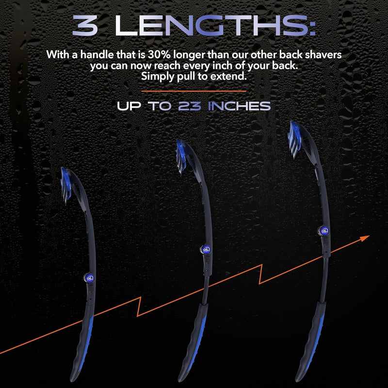 baKblade 3.0 Stealth Back Shaver – 23" Handle – Includes 3 Extra Blade Refills – Pain-Free Shave for Men Infinity Warehouse